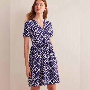 Boden Blue and White Midi Dress